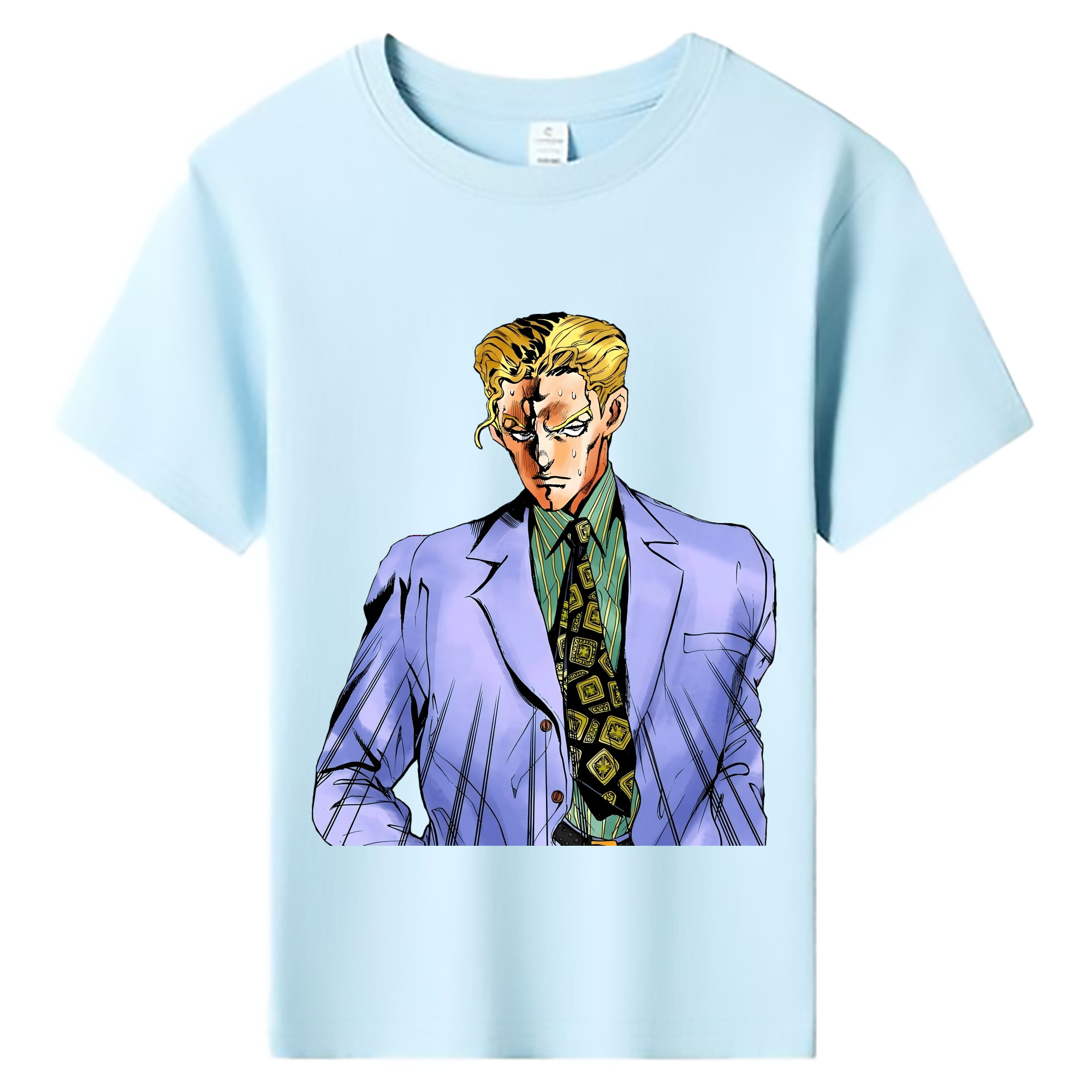 （画像用） ジョジョの奇妙な冒険 きら よしかげ JoJo's Bizarre Adventure Kira Yoshikage 綿100％キッズTシャツ（フロントプリント）